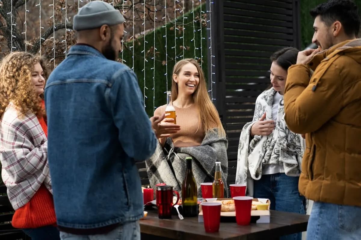 friends having nice barbeque together